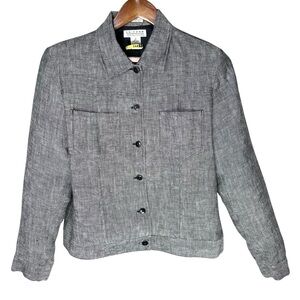 Vintage‎ Pure Linen Jacket Women's 10 Gray Button Uniform by John Paul Richard